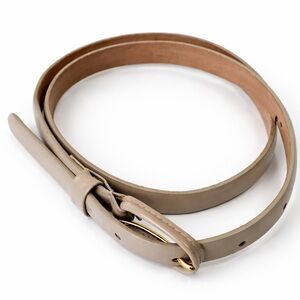 J.Crew Tonal Patent Leather Belt Neutral Beige Gold Buckle Skinny Medium 28”-34”